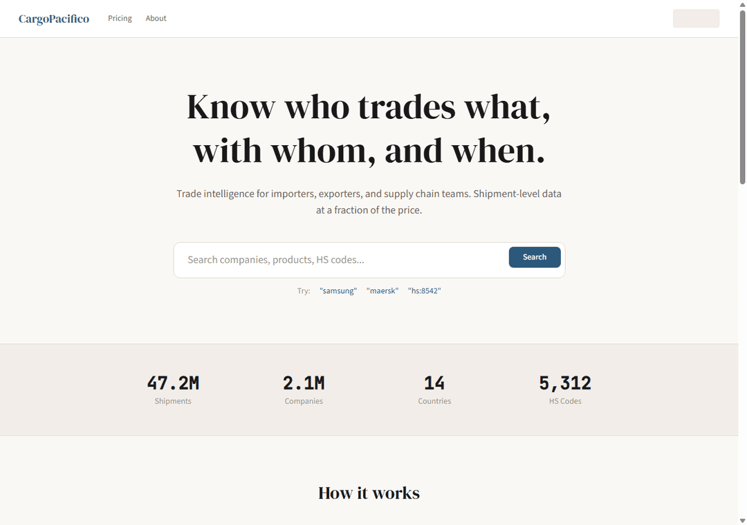 CargoPacifico landing page