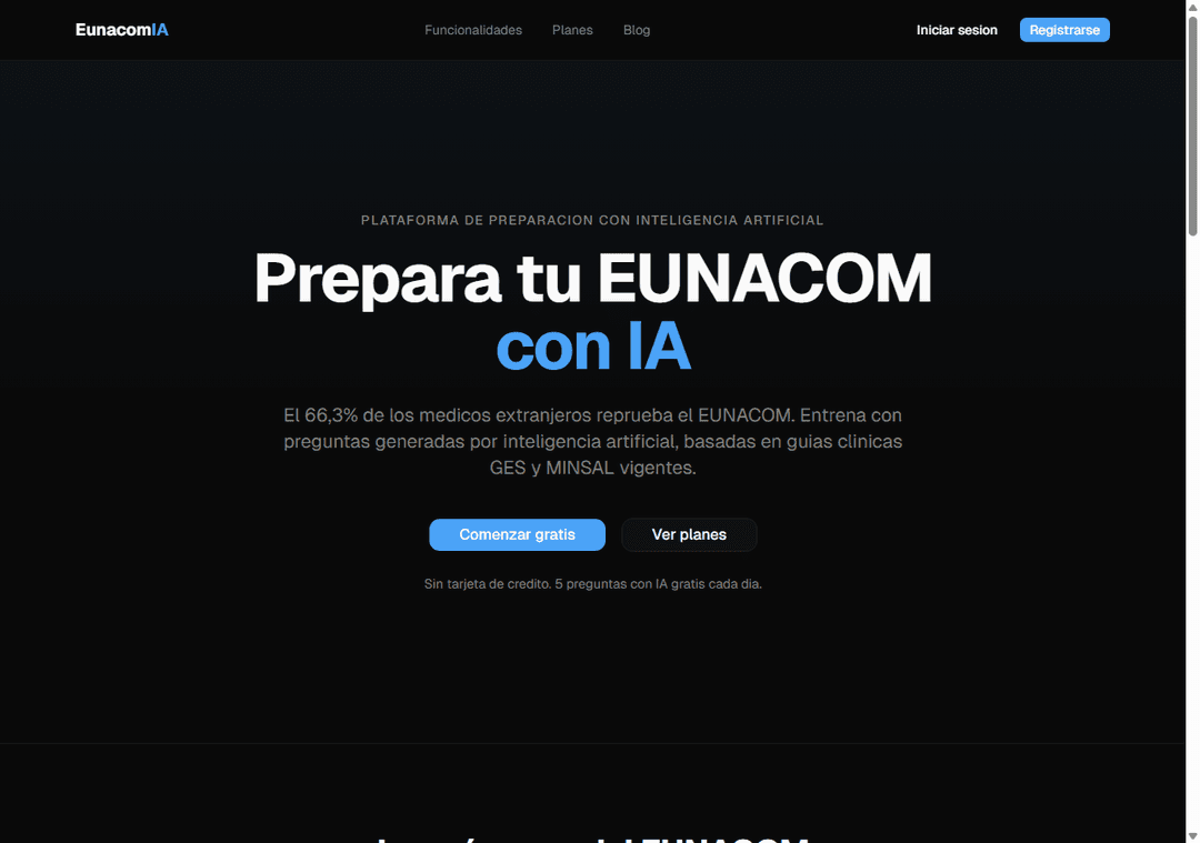 EunacomIA landing page