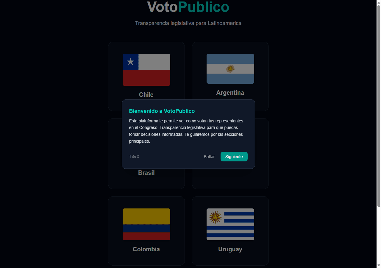 Screenshot of VotoPublico, Civic Tech / Legislative Transparency